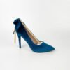 SELINA Velvet Stiletto Heels – Midnight Blue – Bow Detail - Image 2